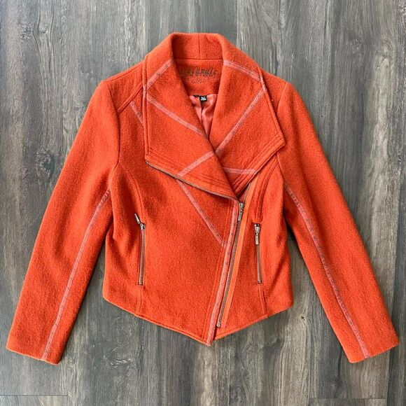 Icelandic Design 100% Wool Annika Moto Jacket Burnt Orange Women's Medium Coat - Picture 1 of 10